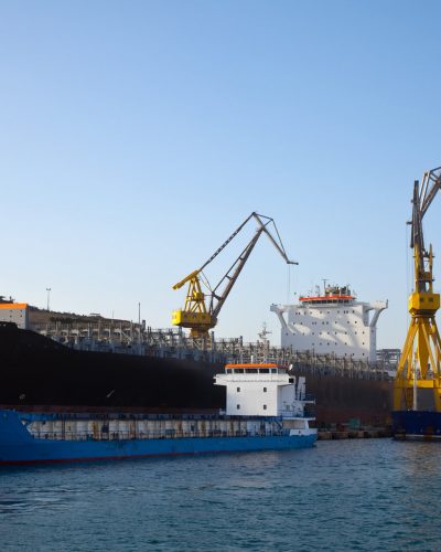 Ship in drydock at Grand harbour (Valletta, Malta)